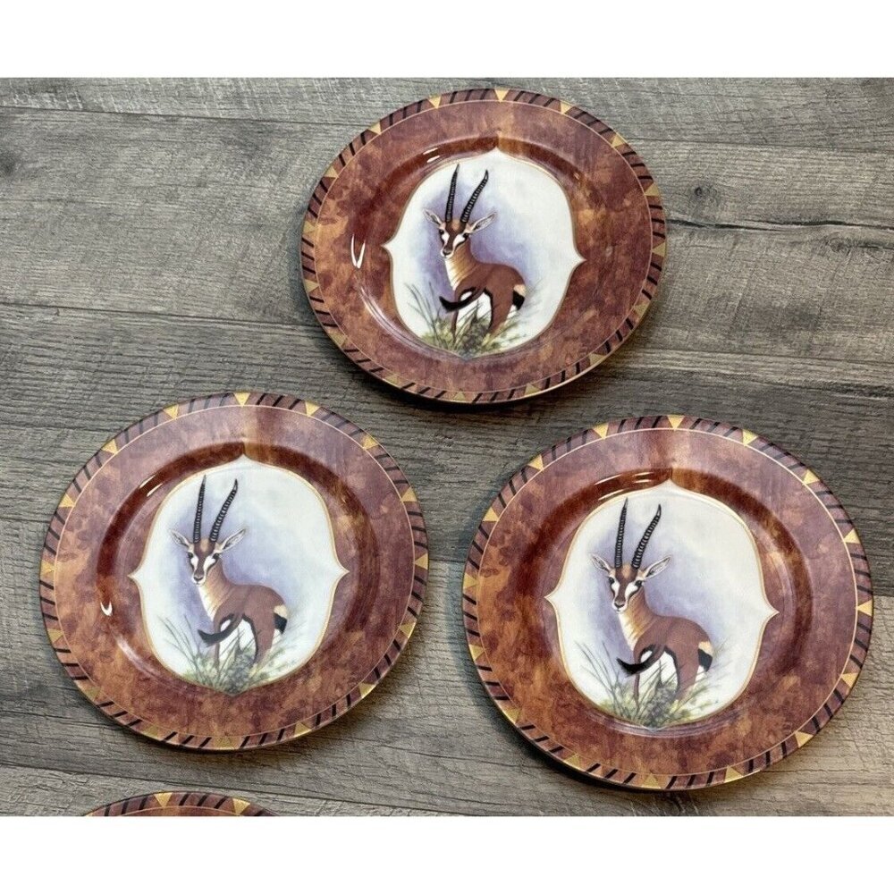 Lynn Chase African Portraits Plates Safari Mammals Set of 3 Gazelle Luncheon